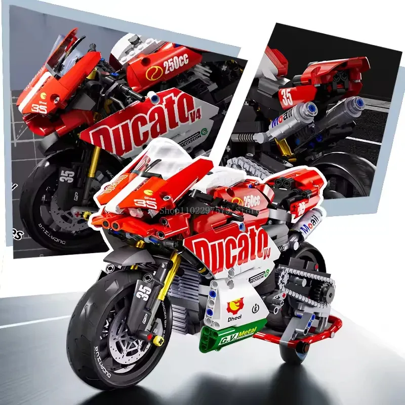Rosso 1:10 Racer Moto Building Blocks Set 800 + PZ MOC Mattoni Compatibile FAI DA TE Modello di Moto Regali Per I Bambini Adulti Ragazzi Giocattoli