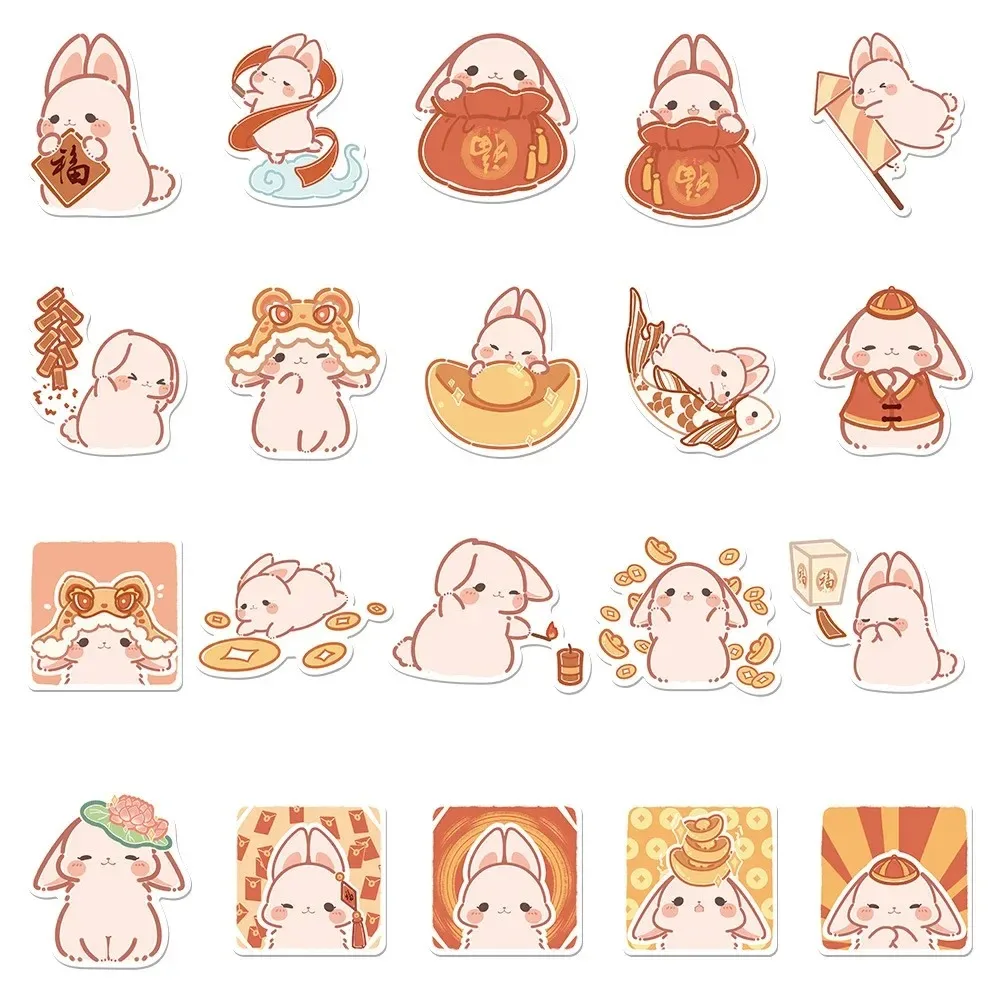 40PCS Cartoon Rabbit Cheese New Year’s Style Sticker Graffiti iPad Suitcase Guitar DIY Notebook Cup Decoration