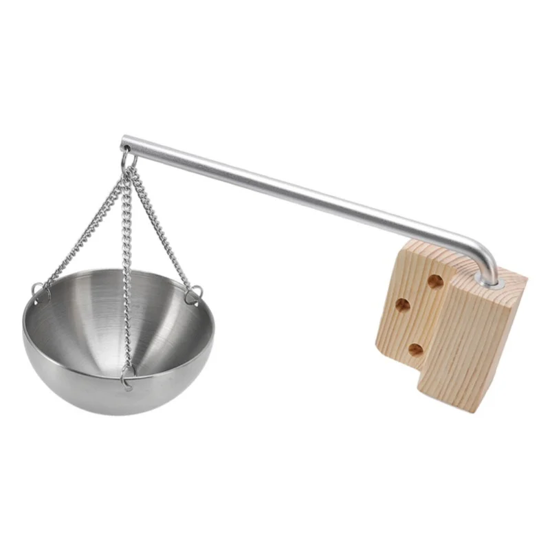 D5 وعاء ساونا جدار فولاذي مقاوم للصدأ معلق الروائح وعاء كوب الزيت مع كتلة خشبية لغرفة الساونا S 12 سنتيمتر وعاء الزيت العطري