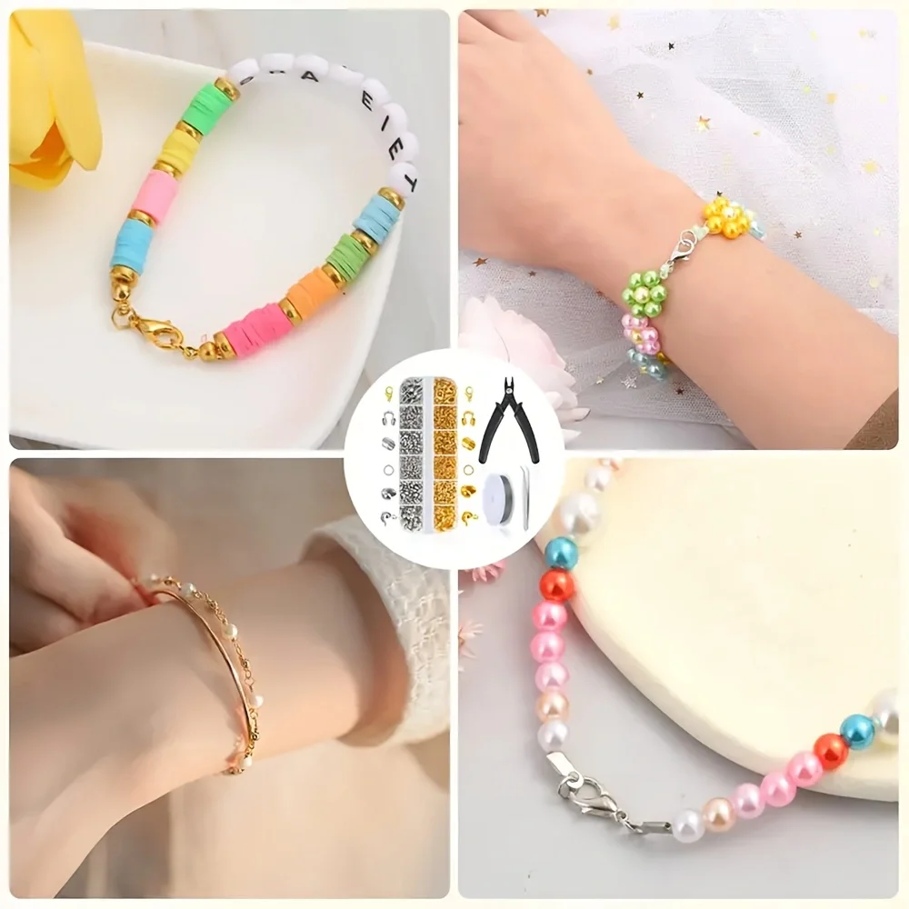 1203 Teile/Set, 1 Werkzeugset für die Schmuckherstellung, DIY Perlen-Draht-Armband, Halskette, Schlüsselanhänger-Zubehör für die Schmuckherstellung – Detail 2