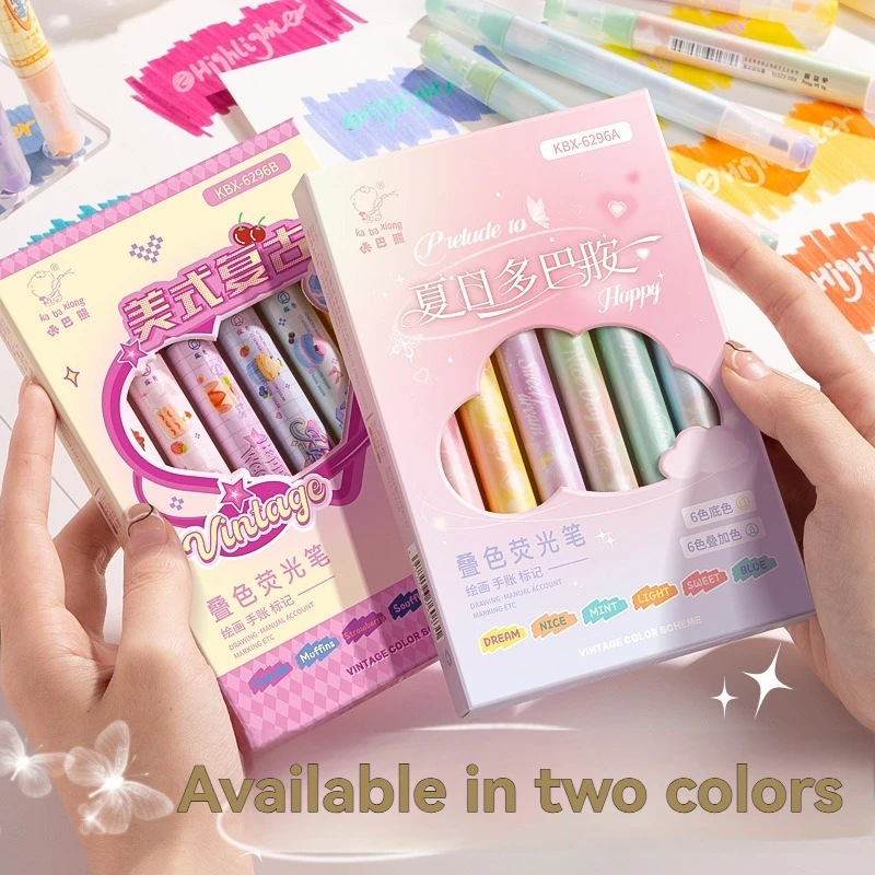 

6 шт. цветная флуоресцентная ручка с двойной головкой. Студенты используют цветную ручку большой емкости для маркировки клавишных точек на руку.