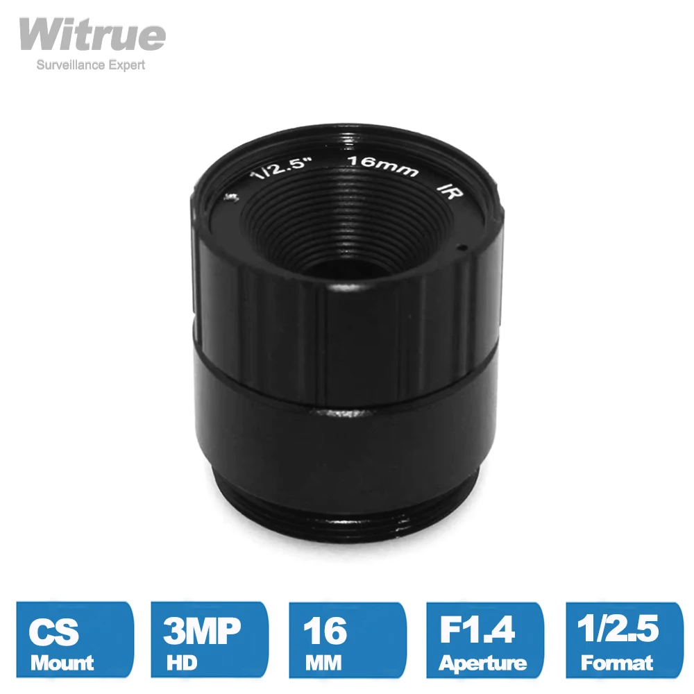 

Witrue HD 3-мегапиксельный объектив видеонаблюдения 16 мм крепление CS F1.4 с диафрагмой 1/2,5 дюйма для камер видеонаблюдения