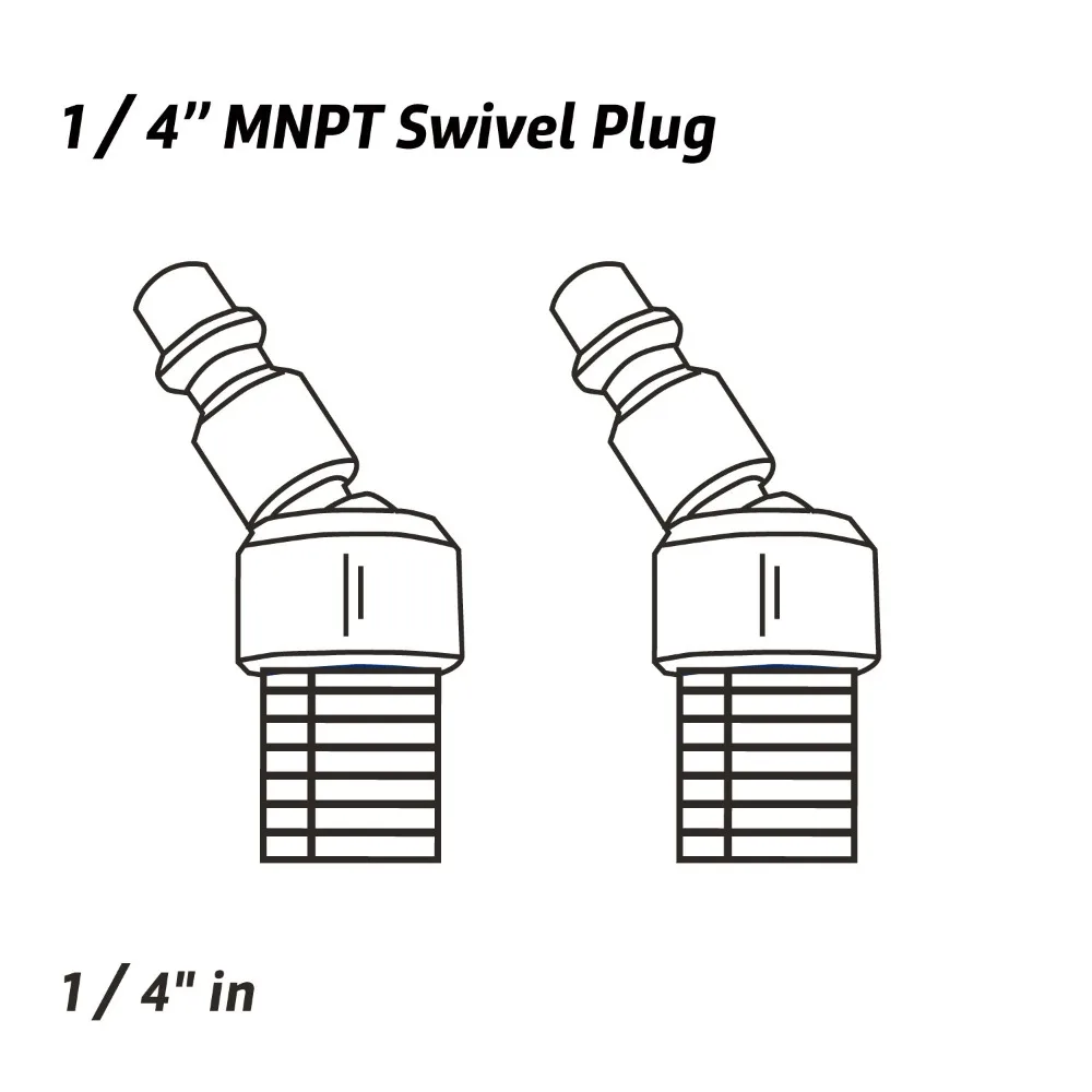 2PCS 1/4in NPT Swivel Coupler and Plug Industrial Male Thread Swivel Air Plug Flexible Hardened steel Air Hose Fittings