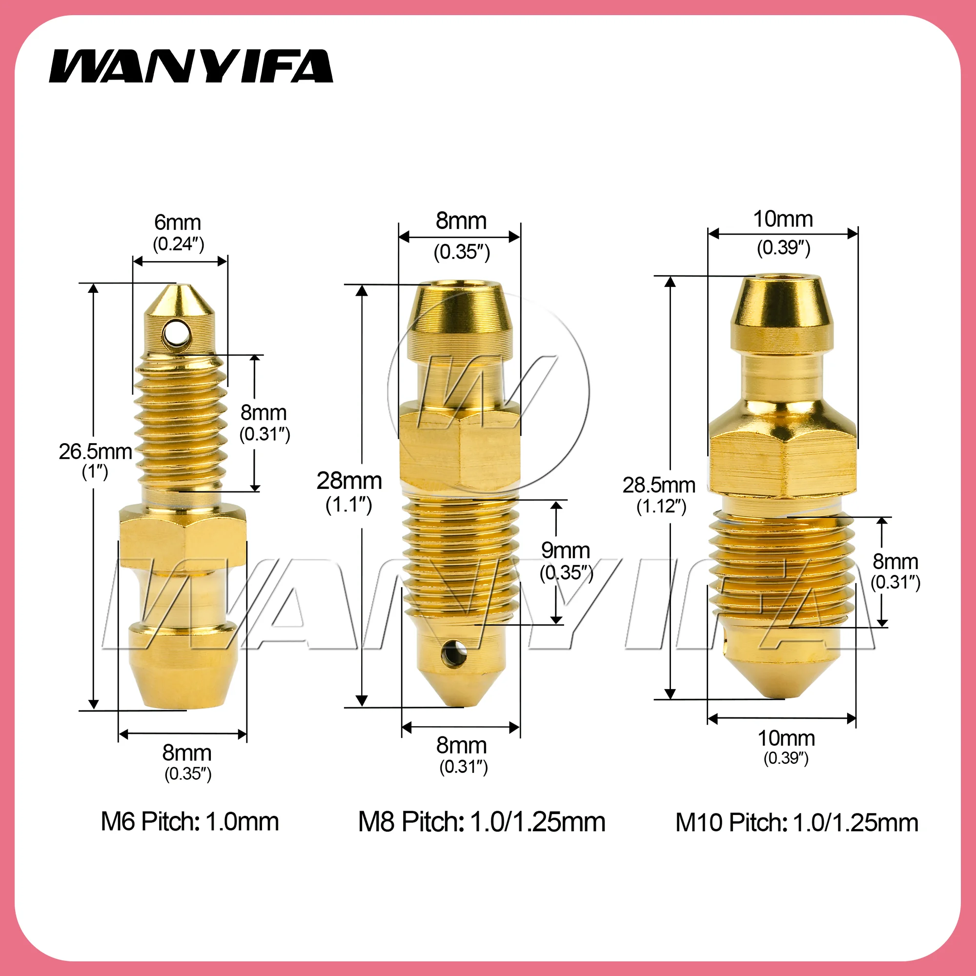 Wanyifa  Titanium Bolt  M6 M8 M10 Pitch 1.0/1.25mm Caliper Bleed Nipple Single Hole Screws for Brembo Ducati Motorcycle