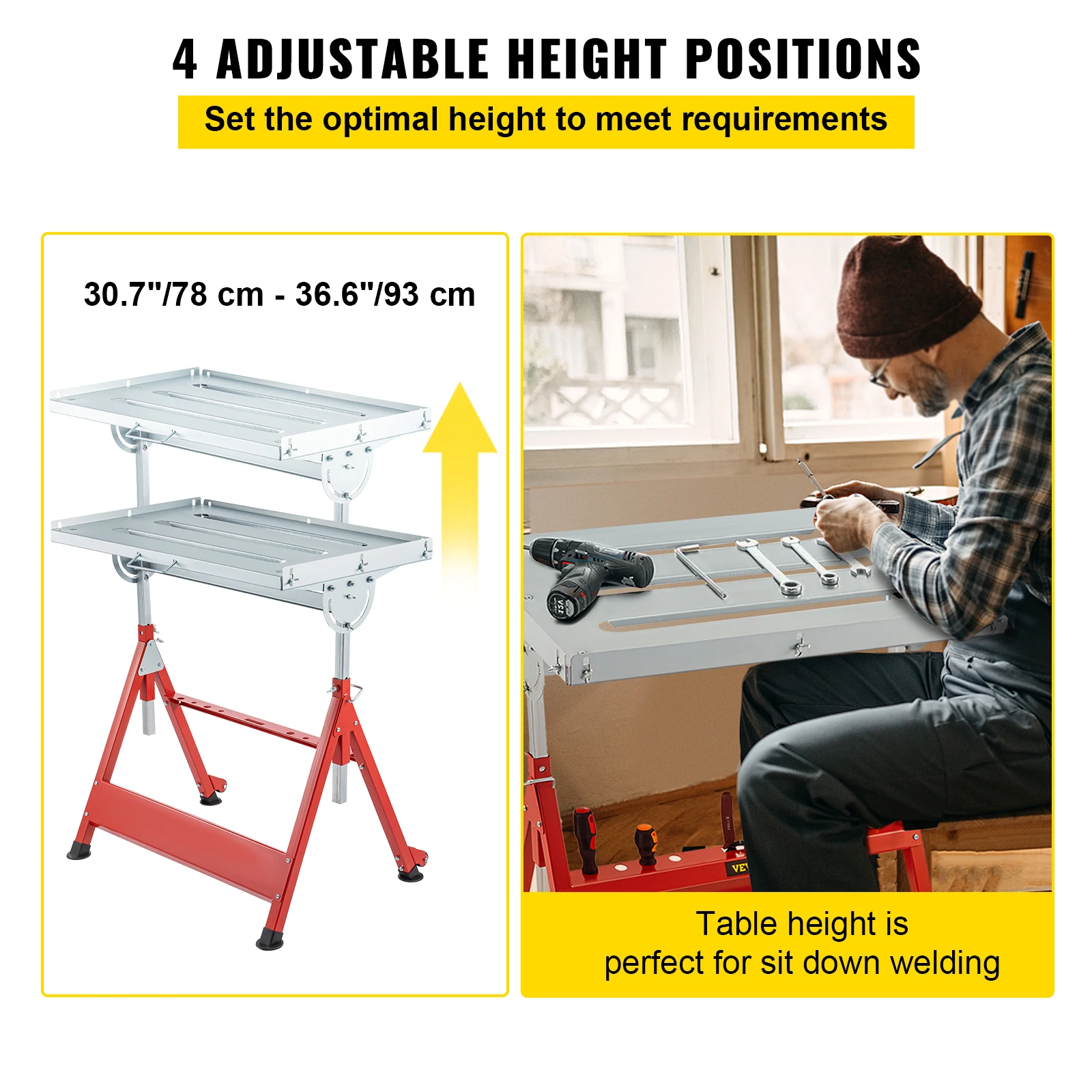 VEVOR Tavolo Modularo per La Saldatura Professionale Zincato in Acciaio al Carbonio 30x20in 31x23in 36x24in 0,08 Pollici Tavolo per Saldatura181kg Tavolo di Lavoro Banco per Saldatura e di Montaggio