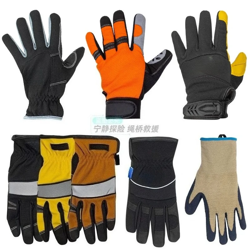 Rock climbing, climbing protection, downhill full finger, breathable and wear-resistant fiber rope operation gloves