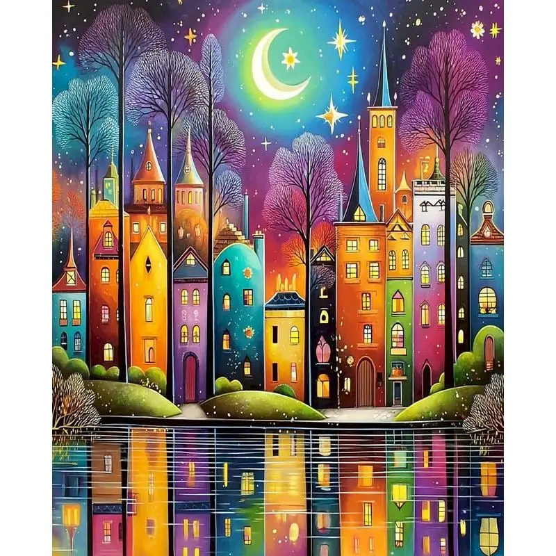 لوحة زيتية من جاتيزتوري بالأرقام لوحة مشهد كابينة حالمة على قماش منظر طبيعي لديكور المنزل