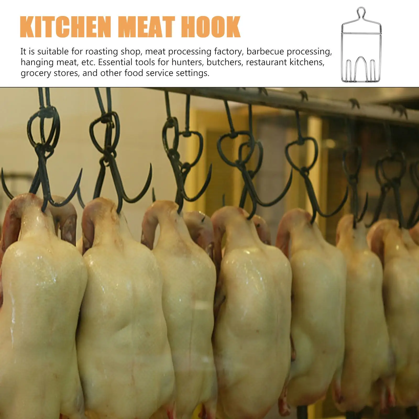 Wear-resistant Meat Hook Stainless Steel Hooks Chicken Hanger Roasted Hanging Kitchen Drying Grilled Processing Bacon