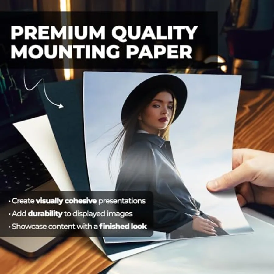 Photo Album 8x10 with Mounting Paper, 8 x 10 Photo and Art Portfolio Presentation Book, 24 Clear Sleeves, Each Shows 48 Pages,