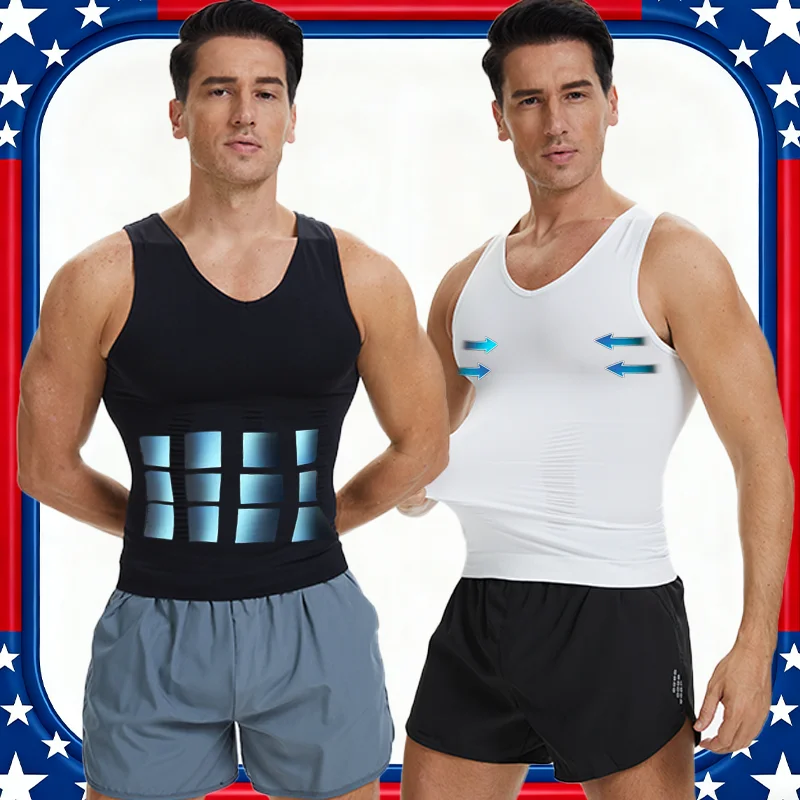 الخامس الرقبة ملابس داخلية تانك القمم الرجال التخسيس محدد شكل الجسم ضغط البطن تحكم سترة بلا أكمام المشكل الملابس الداخلية مدرب خصر 2026 #1