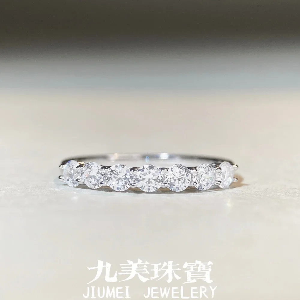 PT950 platinum-plated ring for women, multiple-layered pair of rings featuring simple diamonds, versatile ring for all occasions