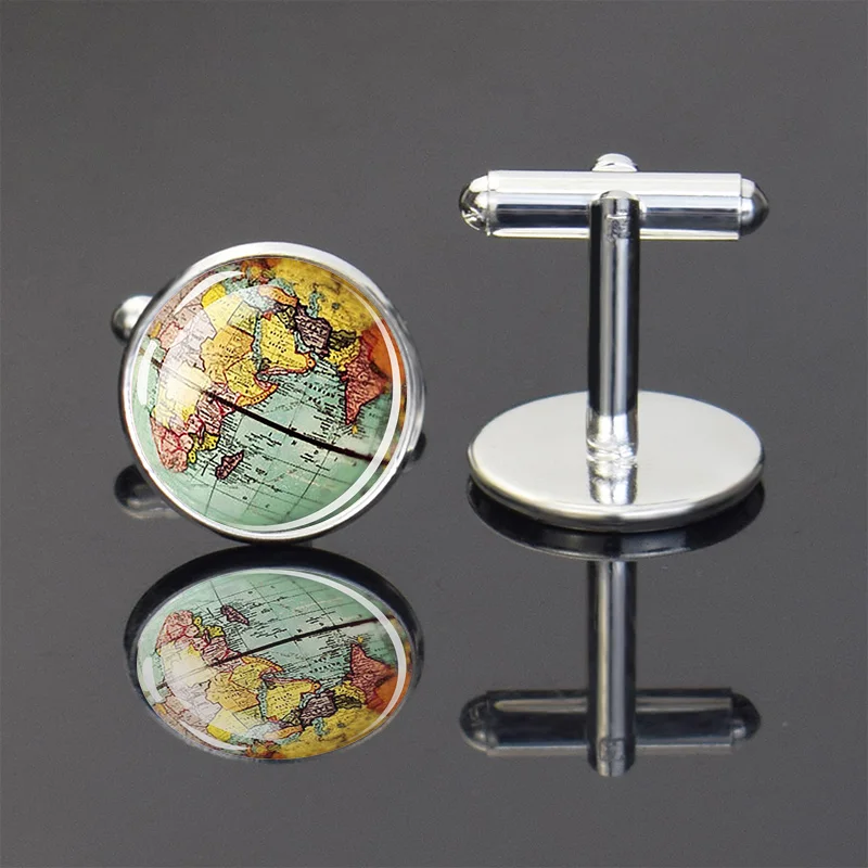 Map Pattern Decorative Cufflinks Men's Metal Alloy Cufflinks Accessories Gift 1 Pair/Set (gift Set)