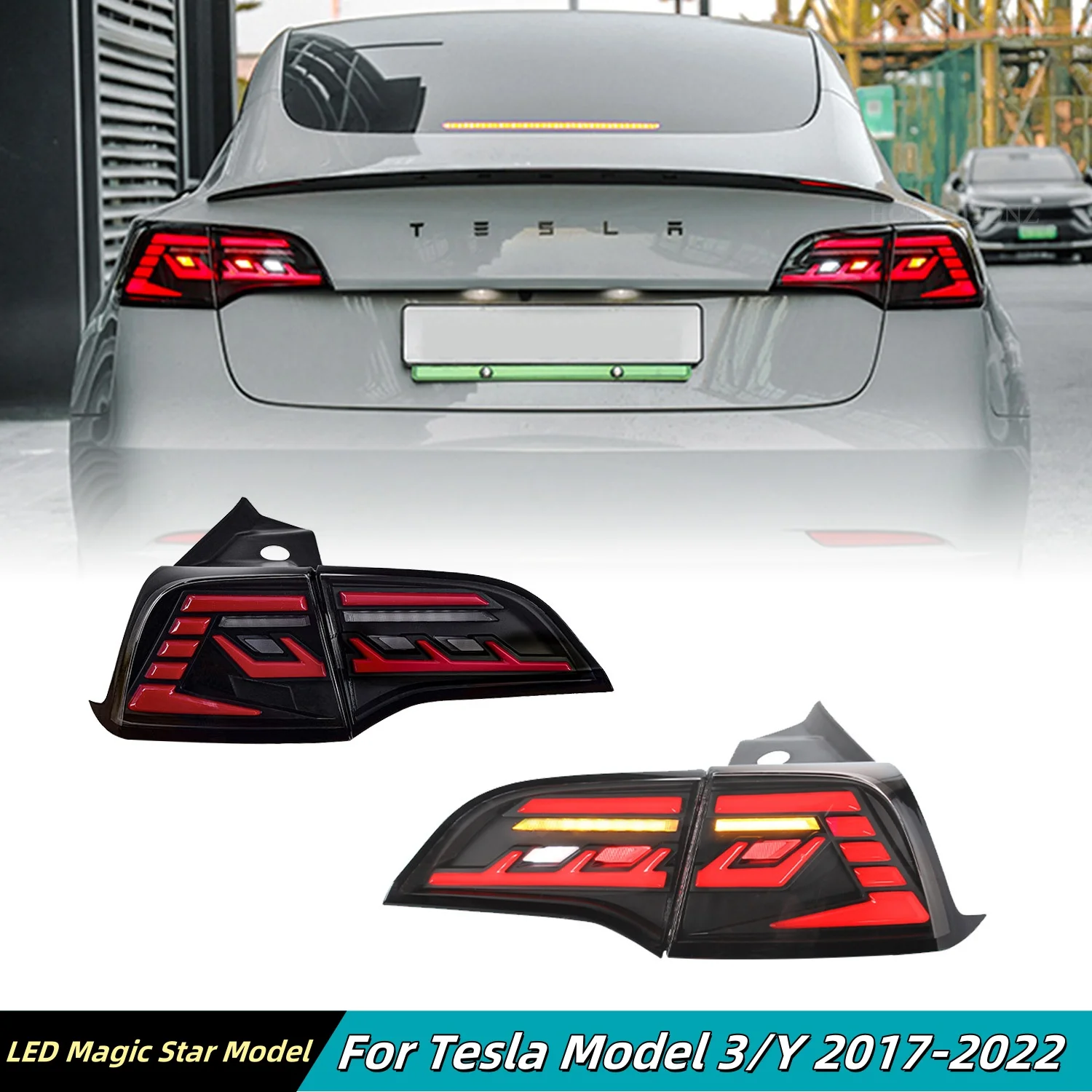 

Автомобильный задний фонарь для Tesla Model 3/Model Y 2017-2022, светодиодный преобразователь, модель Magic Star, задний фонарь в сборе