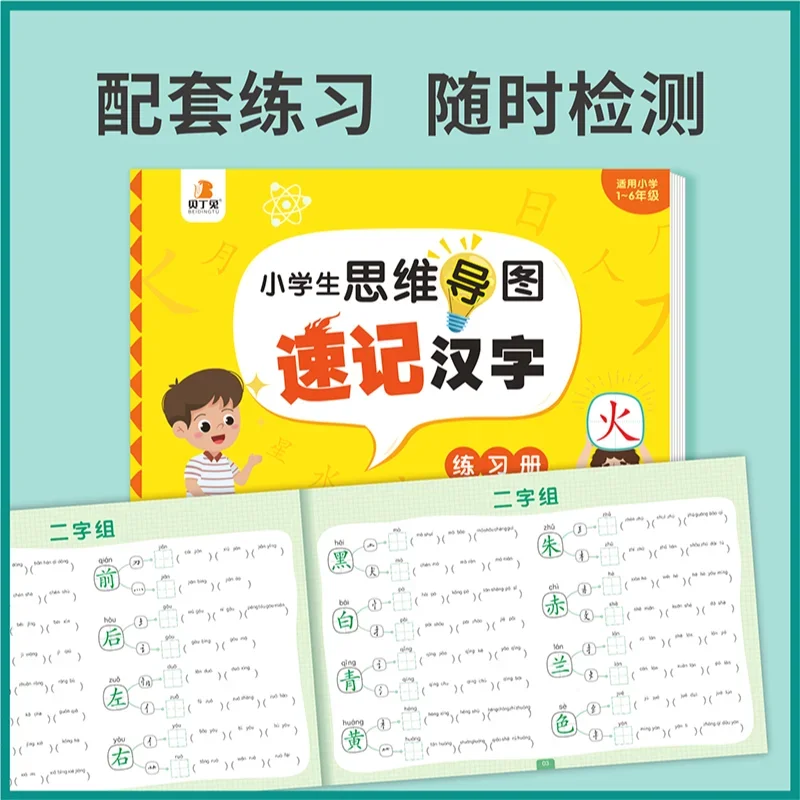 Primary School Shorthand Chinese Character Hand Card Upgrade Version Primary School Students Mind Map Children Literacy Cards