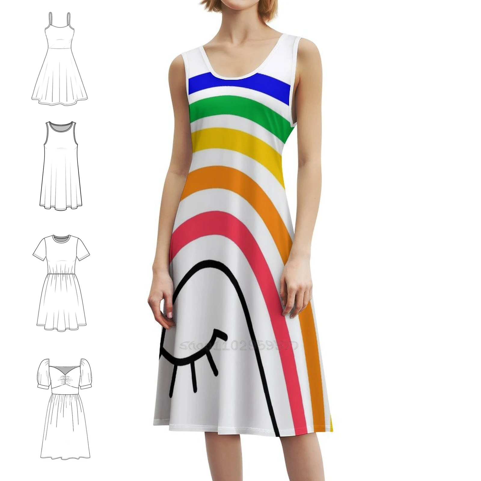 

Ретро Портрет Радужной Головы - Земляной # Шикарное платье в стиле бохо с рисунком подкладки, элегантное модное пляжное платье для свадебной вечеринки, современное радужное искусство