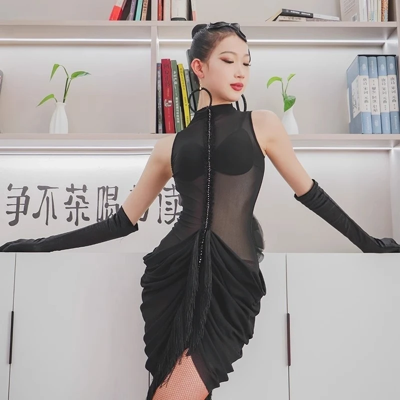 

Платье для латинских танцев, перспективное тренировочное платье, сексуальное платье без рукавов, национальный стандарт, танцевальное платье, летнее платье для соревнований ALW207