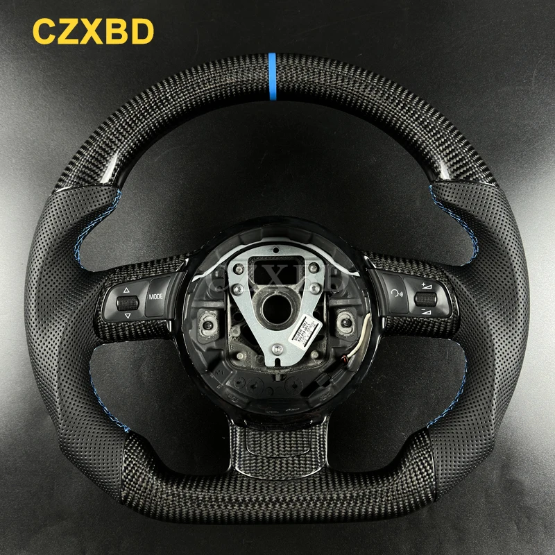 

For Audi R8 TT TTRS MK2 A3 S3 8P Real Carbon Fiber Steering Wheel High Quality Leather Sport Customized