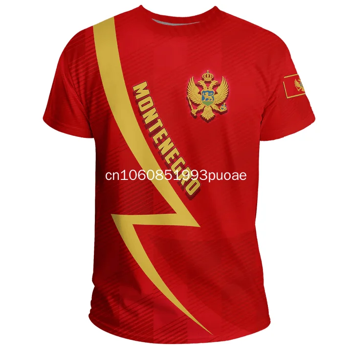 2024 New Montenegro Flag 3D Printed High Quality T Shirt Summer Casual Short Sleeve Round Neck Men Tops