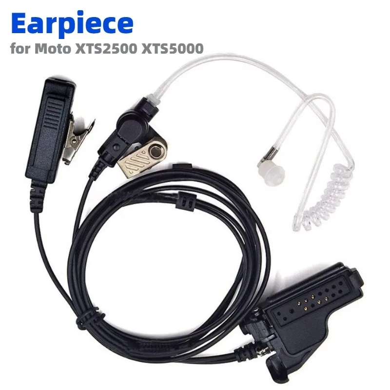 2 Wire Acoustic Tube Earpiece Mic for Moto XTS1500 XTS2500 XTS3000 XTS3500 XTS5000 XTS5000R HT1000 JT1000 MTX9000 Walkie Talkies