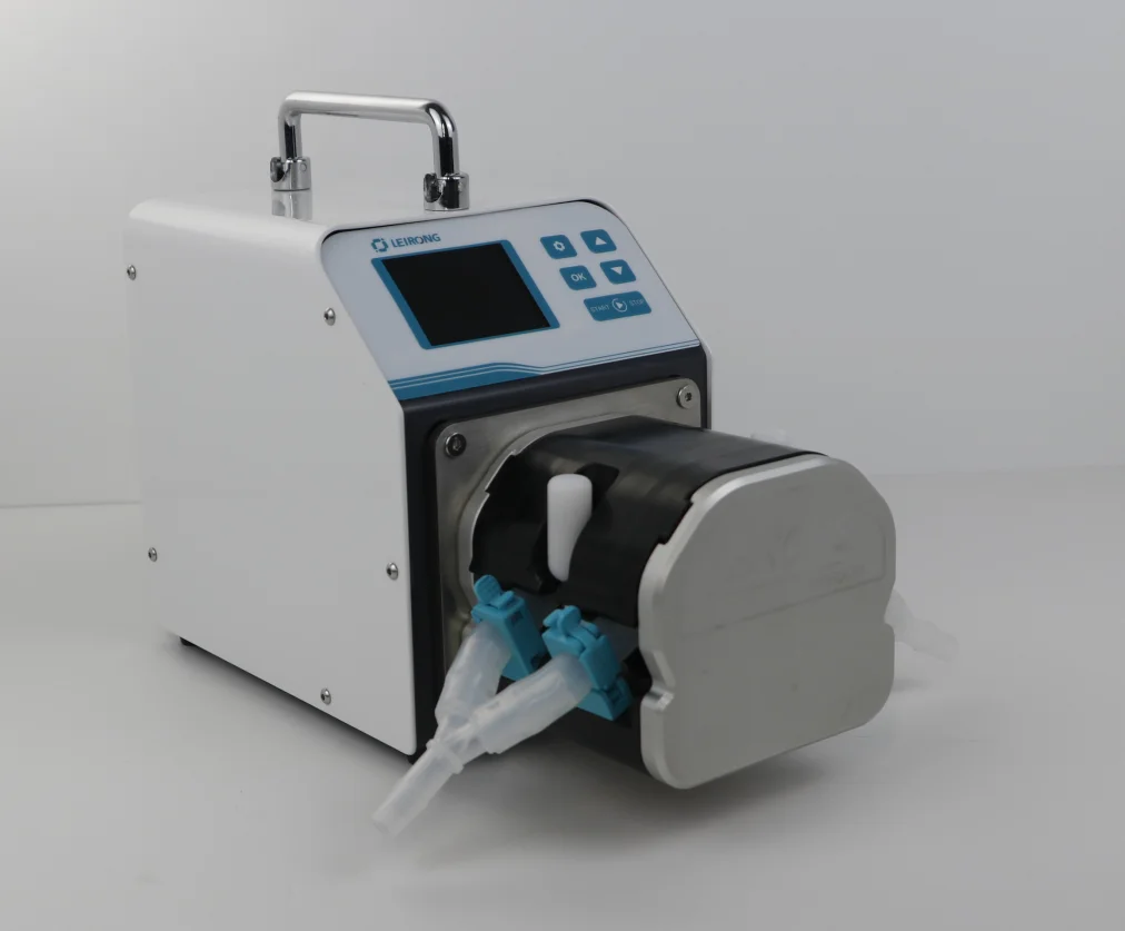 مختبر ذكي تدفق رأس المضخة التمعجية 100 مللي/دقيقة 100r/دقيقة مضخة تمعجية من الفولاذ المقاوم للصدأ لآلة تعبئة السوائل