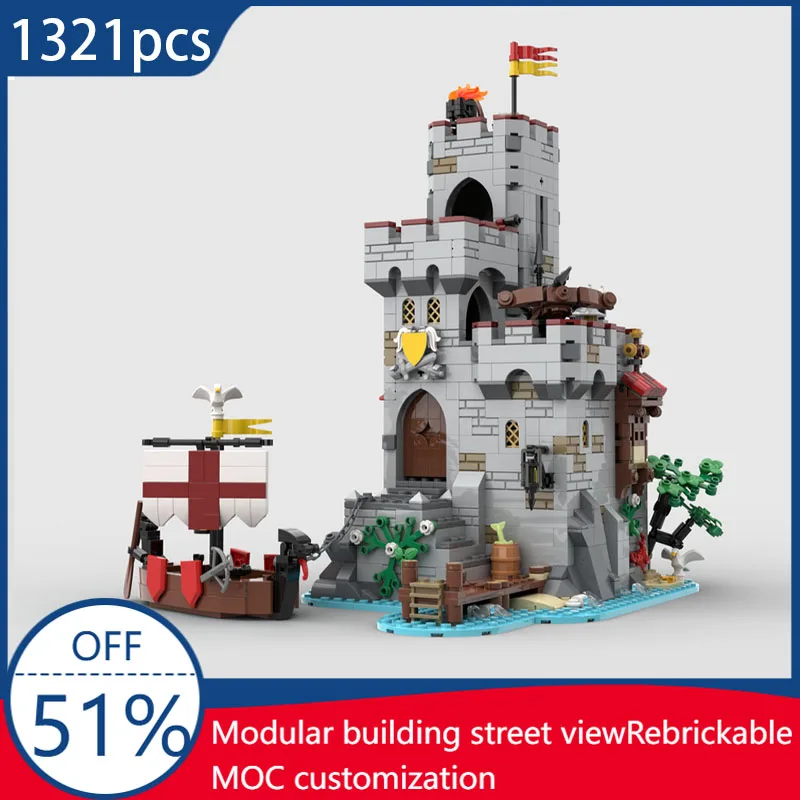 

1321 шт. средневековый морской рынок башня модульный строительный блок ретро архитектура модель дисплей игрушка детская сборка подарки на день рождения