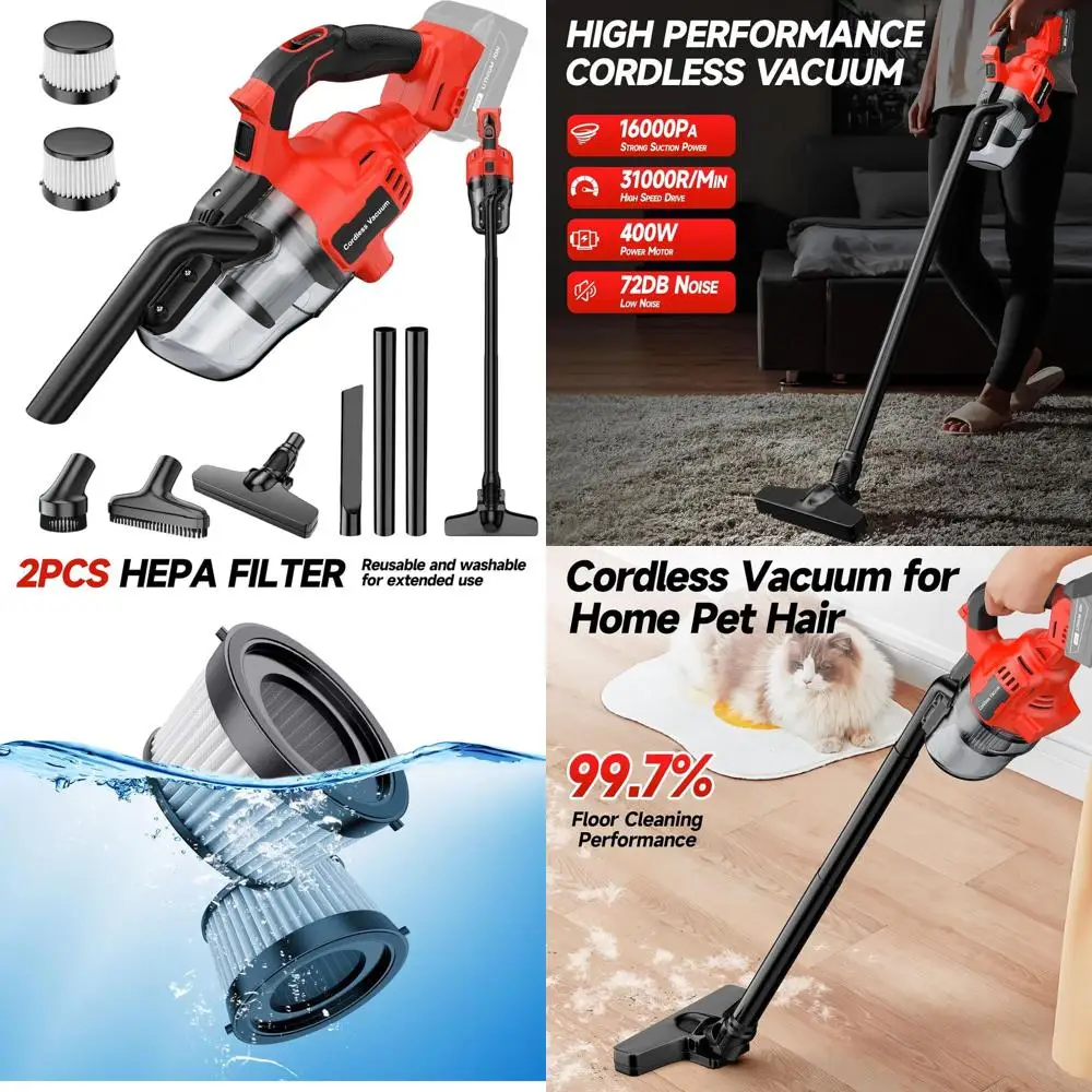 

M18 Compatible Cordless Handheld Vacuum, Pet Hair & Car Cleaner, Portable Shop Vacuum with 5-in-1 Functions and 2 HEPA Filters (