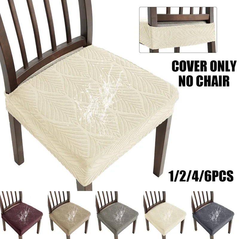 1/2/4/6pcs Waterproof Chair Seat Cover Leaf Pattern Jacquard Chair Slipcover for Kitchen Hotel Wedding Banquet Restaurant