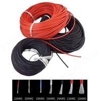 1M 5M Heat-resistant Soft Electrical Silicone Wire Copper Cable Battery Connector 8 10 12 14 16 18 20 22 24 26 28 30 AWG M20