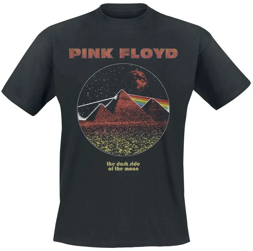 DSTOM Pyramids Vintage Pink Floyd Band T-Shirt 100% Cotton Graphic Tee Men Women Summer Streetwear Top