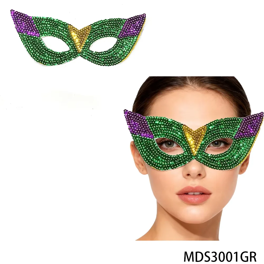 

PESENAR Mardi Gras Themed Sequin Eye Decoration in Green, Purple and Gold