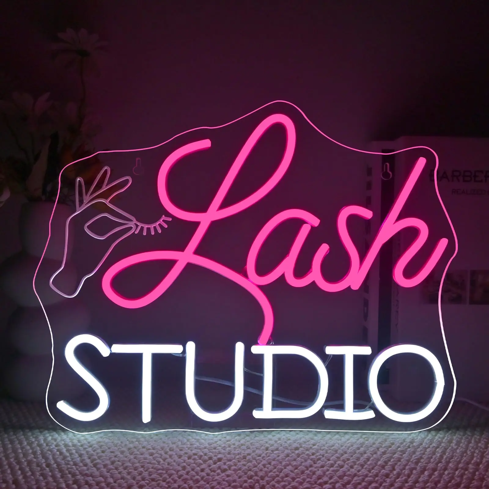 

Lash Studio Neon Sign Eyelashes Room Signs For Wall Decor Dimmable t Spa Beauty Makeup Salon Studio Barber Shops Decoration