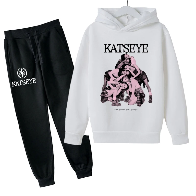 Autumn Girl Group KATSEYE Print Children Hoodies Sets Pants Suit 2 Pcs Sets Kids Boy Girl Clothing Casual Fashion Tracksuits