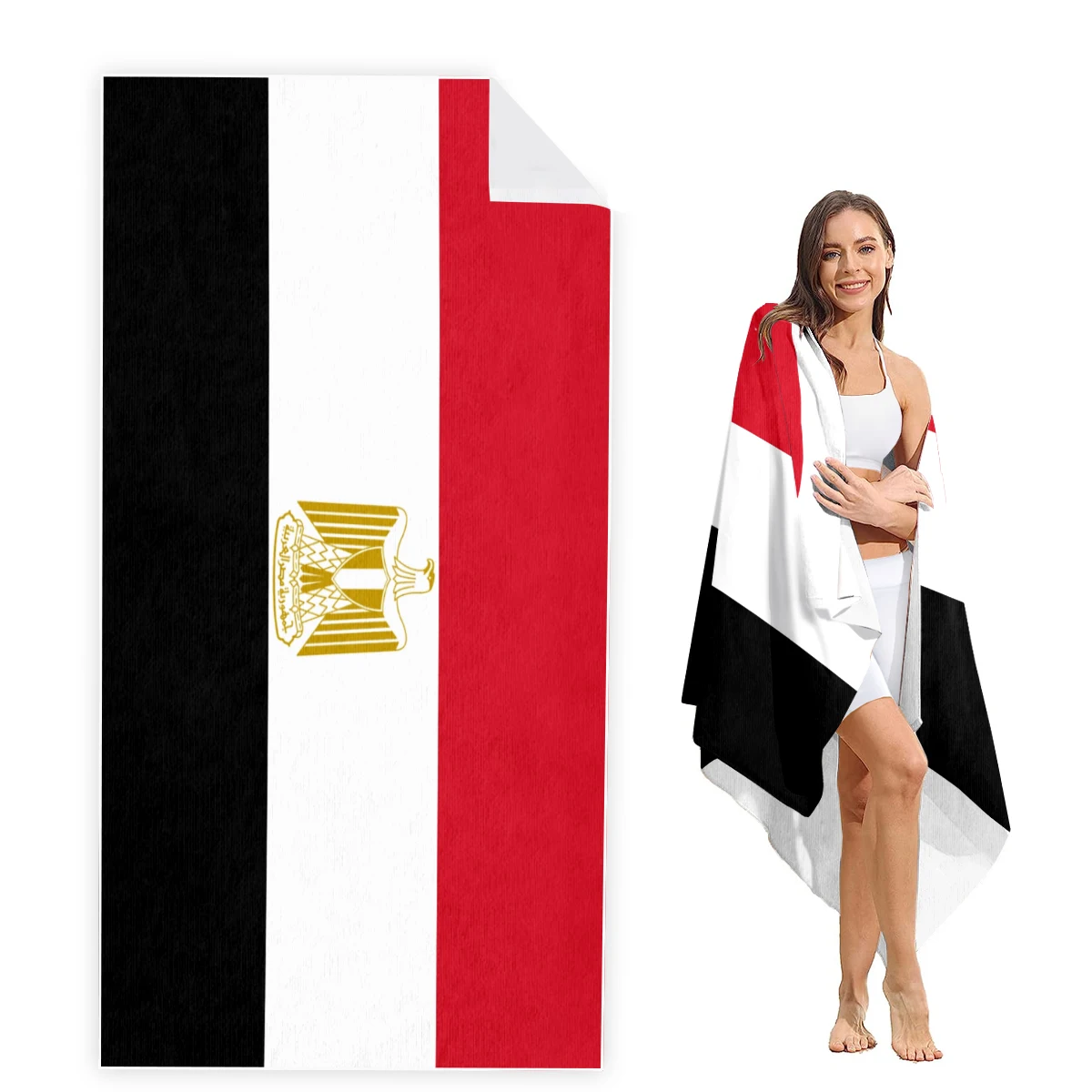 

Egypt Flag Beach Towel Oversized, Super Absorbent Sand Free Thick Microfiber Beach Towel,Beach Towels for Kids,Men,Women