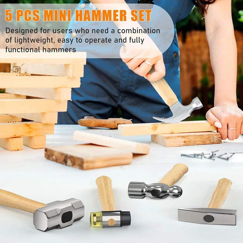 Small Hammer Set Is Perfect For Home Users, Craft Enthusiasts, Carpenters, Gardeners, Metal Workers