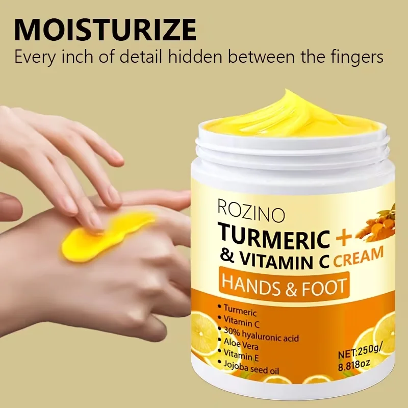 【Ultra Anti-Cracking】250G Turmeric Cracked Hand and Foot Care Cream - Anti-Cracking Repair Cream, Highly Moisturizing and Nourishing, Light Beige Color. Can Be Used on Dry Areas Such as Hands, Back of Feet, Ankles, Elbows, Etc. Suitable for Light Beige Skin That Is Dry and Chapped. Gentle and Non-Irritating, Suitable for Everyone to Use