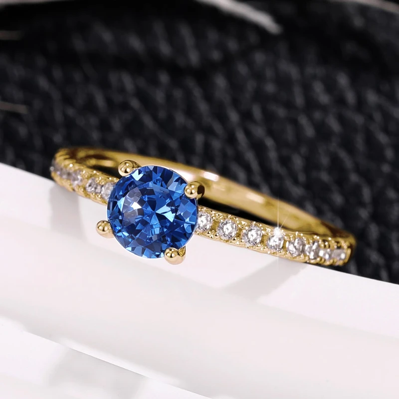 Huitan Klassisches 4-Krallen-Design, rund, Zirkonia, für Damen, Hochzeit, Verlobungsringe, 3 Farben erhältlich, zurückhaltender Brautschmuck, heißer Verkauf – Detail 32