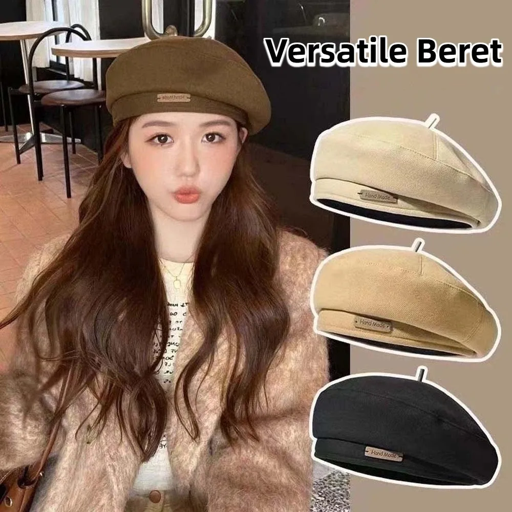Sunshade Bonnet Warm Woolen Beret Solid Color All Match French Hat Thick Soft Winter Beanie Chilly Days
