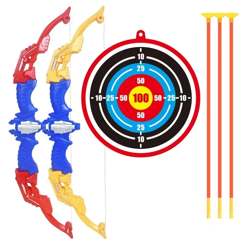 Crianças conjunto de brinquedos de tiro com arco e otário setas alvo kit mão-olho coordenação treinamento indoor esportes ao ar livre conjunto presente para crianças
