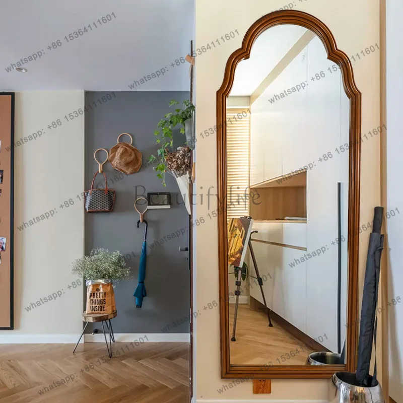 

Medieval style bathroom mirror decorative full-length mirror light luxury wall hanging floor clothing store makeup mirror