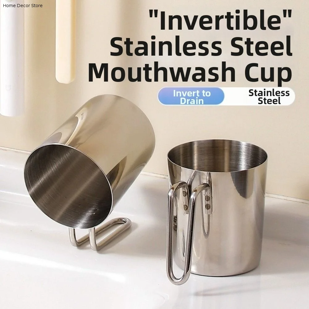 Durable Stainless Steel Mouthwash Cup Minimalist Anti-rust Rinse Cup Smooth Creative Bathroom Cup Travel