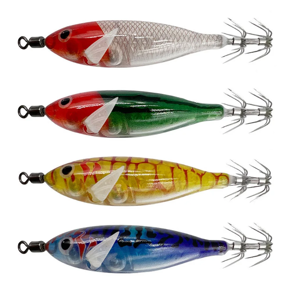 5.7g/8cm Lifelike Squid Hook Double Hook Glowing Octopus Bait Fishing Tackles Glow In The Dark Octopus Bait Fishing Accessories