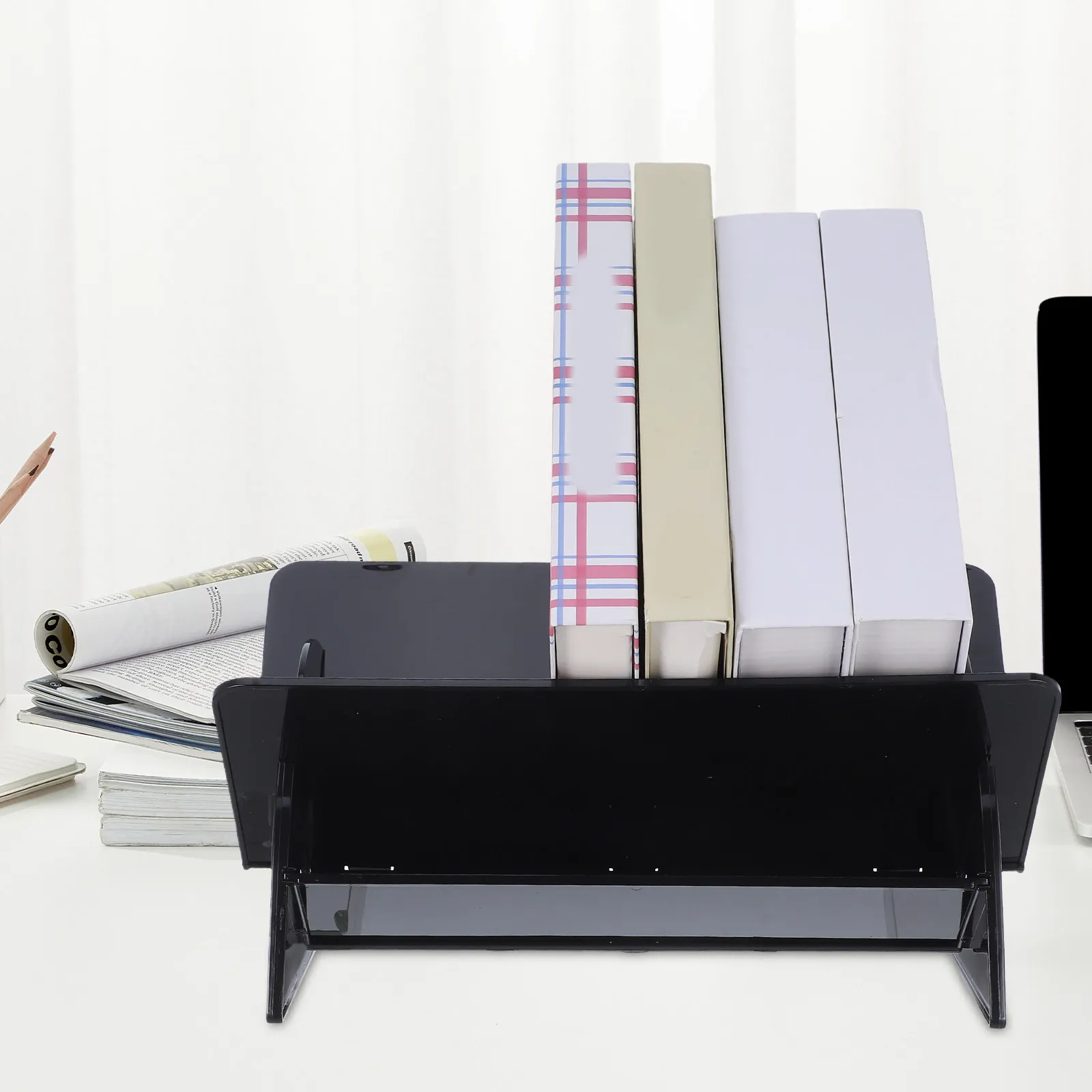 Desktop Book Storage Rack V Shaped Organizer for Books Magazines CDs Stationery Multipurpose Display Shelf