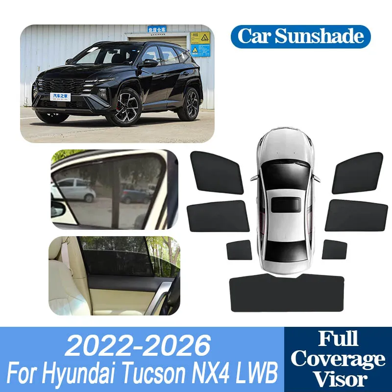 

For Hyundai Tucson Accessories NX4 LWB 2022 2023 2024 2025 2026 Rear Window Sun Shade Cover Visors light Shield Net UV Protector