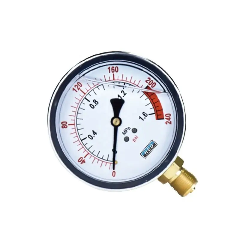 60Mm stainless steel pressure gauge 0~ 100mbar high precision, suitable for air, gas and liquid