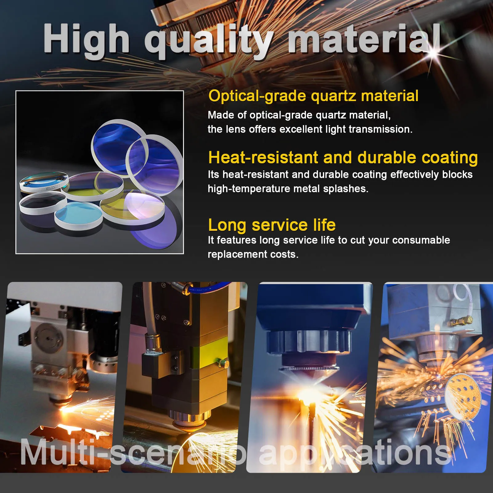 37x7 Laser Lens Protective Windows for Raytools Precitec Bodor WSX HSG HAN Fiber Cutting