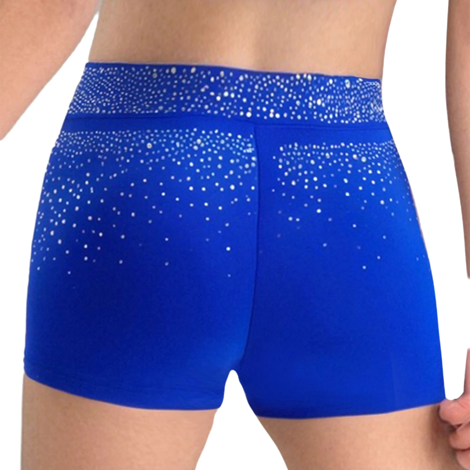 Kids Girls Sparkling Rhinestones V-Front Ballet Dance Shorts Gymnastics Acrobatics Figure Skating Performance Costume
