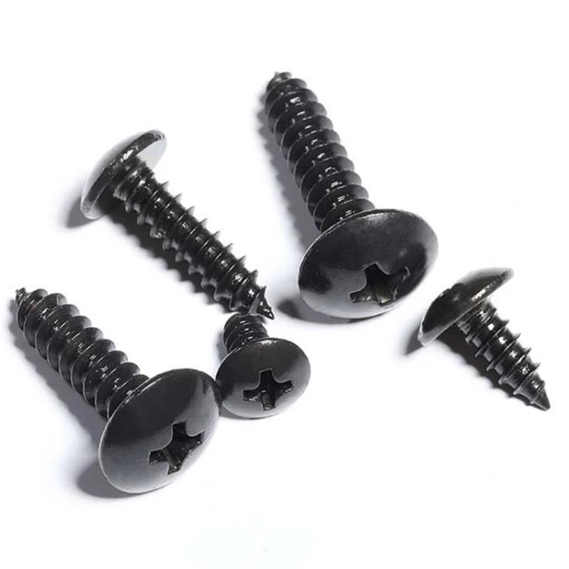 M3 M4 M5 M6 Black 304 Stainless Steel Cross Large Flat Head Self-tapping Wood Screw Round Head Large Umbrella Head Mushroom image 4