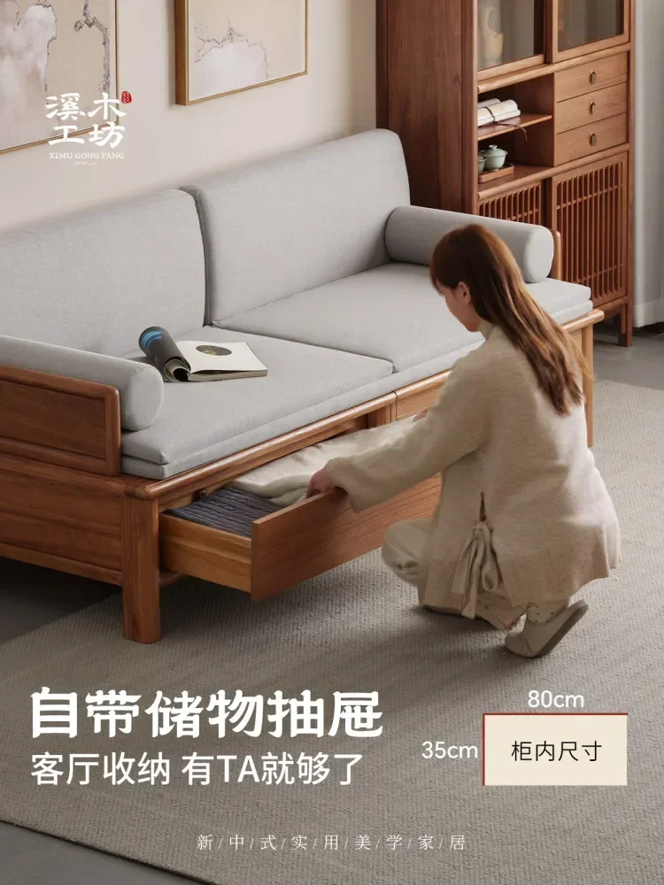 TQH-c13  Foldable Sofa Bed New Chinese Push-pull Sofa Living Room Multifunctional Storage Solid Wood Arhat Bed