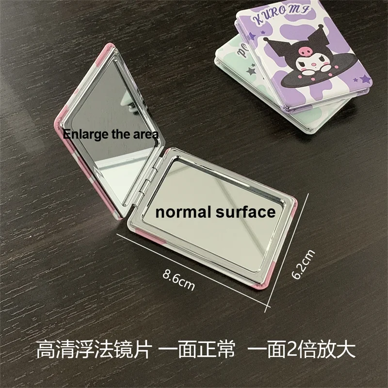 Miroir cosmétique portable rectangle double face pour femmes, Hello Kitty, Kuromi Melody Cartoon Girls, miroir pliant, petit cadeau