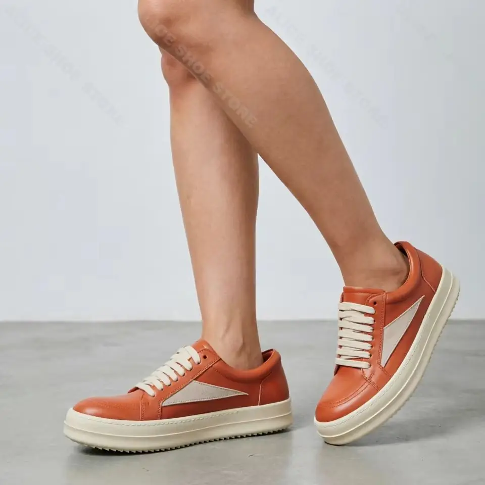 Classic Men Low Top Shoes Hip-hop Retro Orange Women Trainer Thick-sole Increase Height Luxury Flat Sneakers For Seasons
